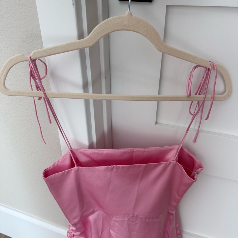 Pink Satin Mini Dress - Picture 7 of 8